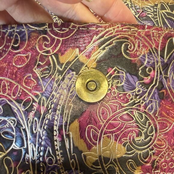 PATRICIA NASH Leather Metallic Tooled Lace Beaumont Flap Crossbody Bag in Multi - Picture 8 of 15